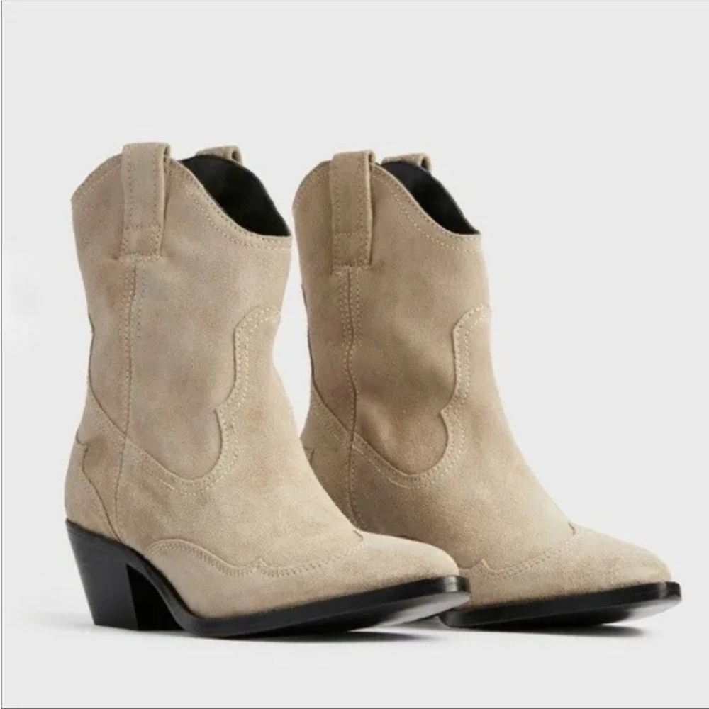 AllSaints Shira Western Suede Booties size 7 NWT